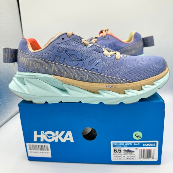 NWT Hoka Elevon 2 Running Shoes Mental Health Sneakers Unisex Purple Blue Glass - Picture 3 of 16